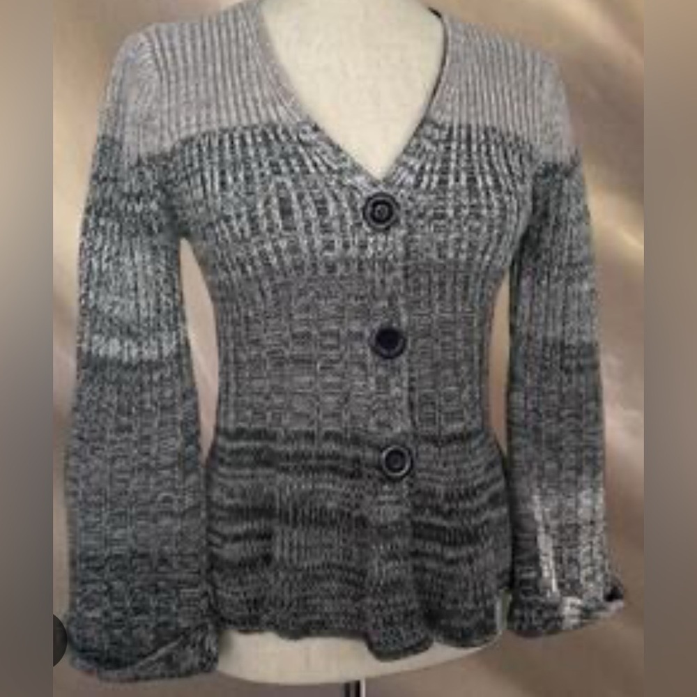 BCBGMAXAZRIA | Ombre Knit Button Cardigan | Size Large | Gray & Black | EUC